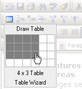 Define table size