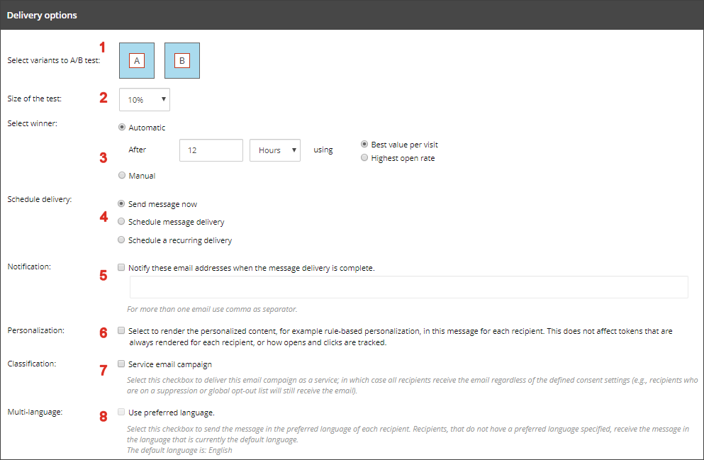 Email campaign builder 92png Delivery options tab