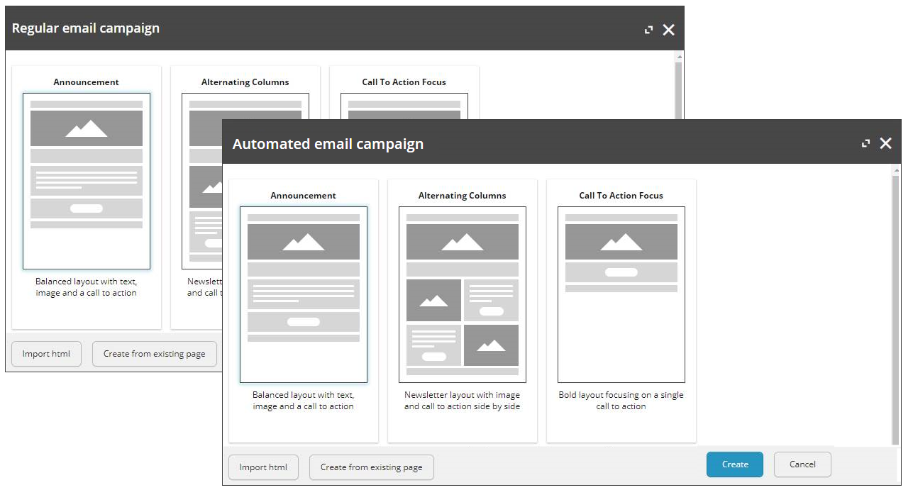 Email campaign templates