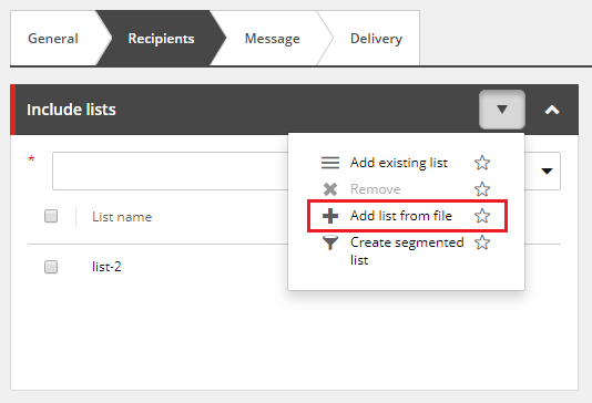 Select Add list from file.