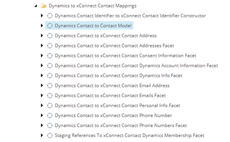 Dynamics to xConnect contact mappings in content tree