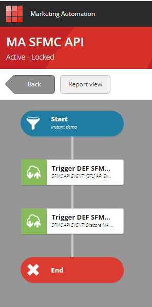 Marketing Automation campaign workflow chart.