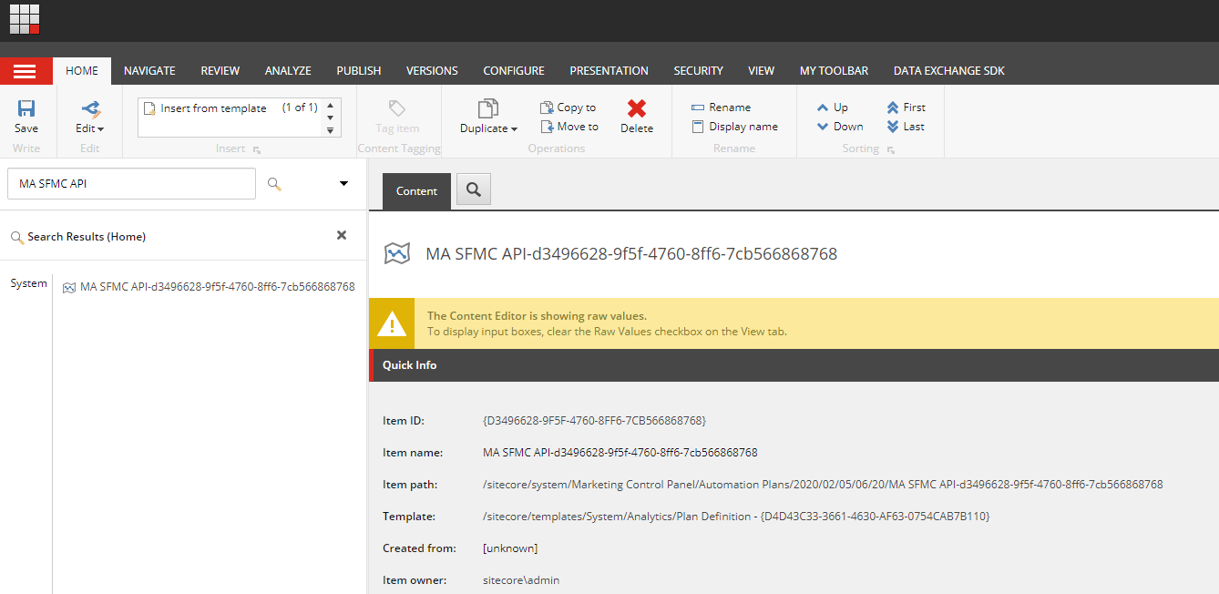 The content tab for a Marketing Campaign.