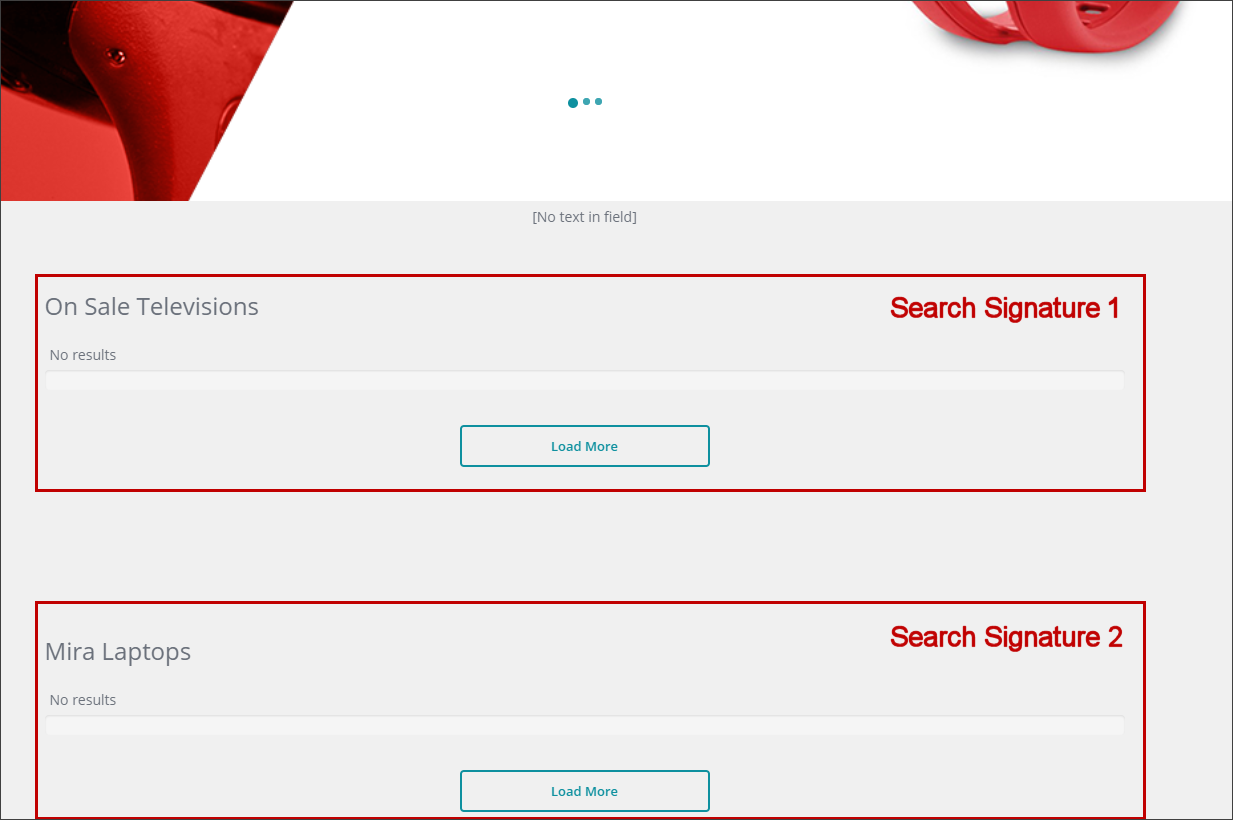 Storefront サイト テンプレートのホーム ページで使用される検索シグネチャー