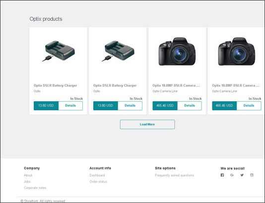 ライブ ストアフロントの Commerce 検索結果レンダリング