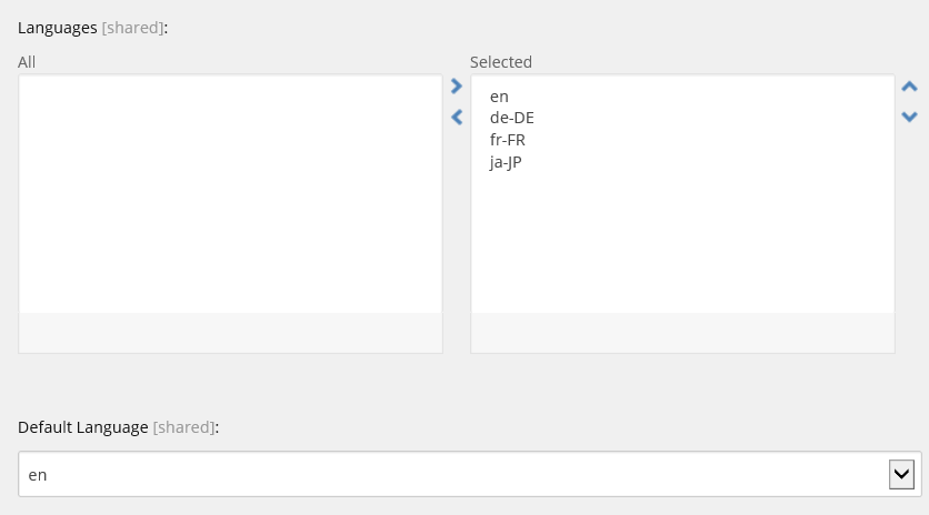 Example of the default language set