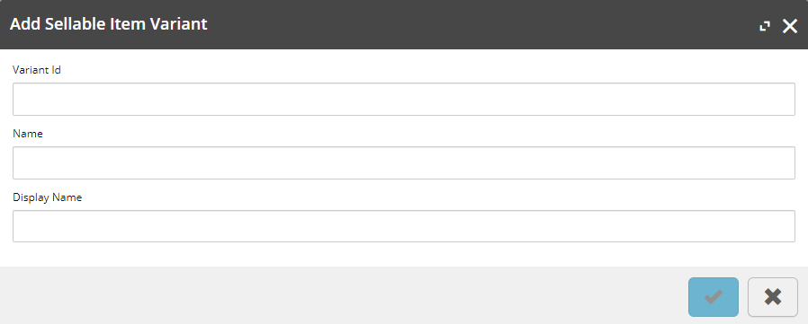 Add Sellable Item Variant dialog box