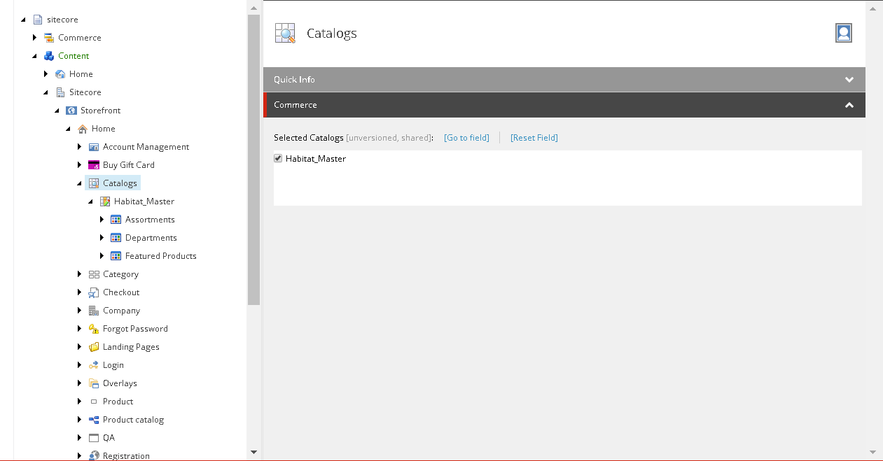 Set up a catalog for a storefront site Sitecore Documentation