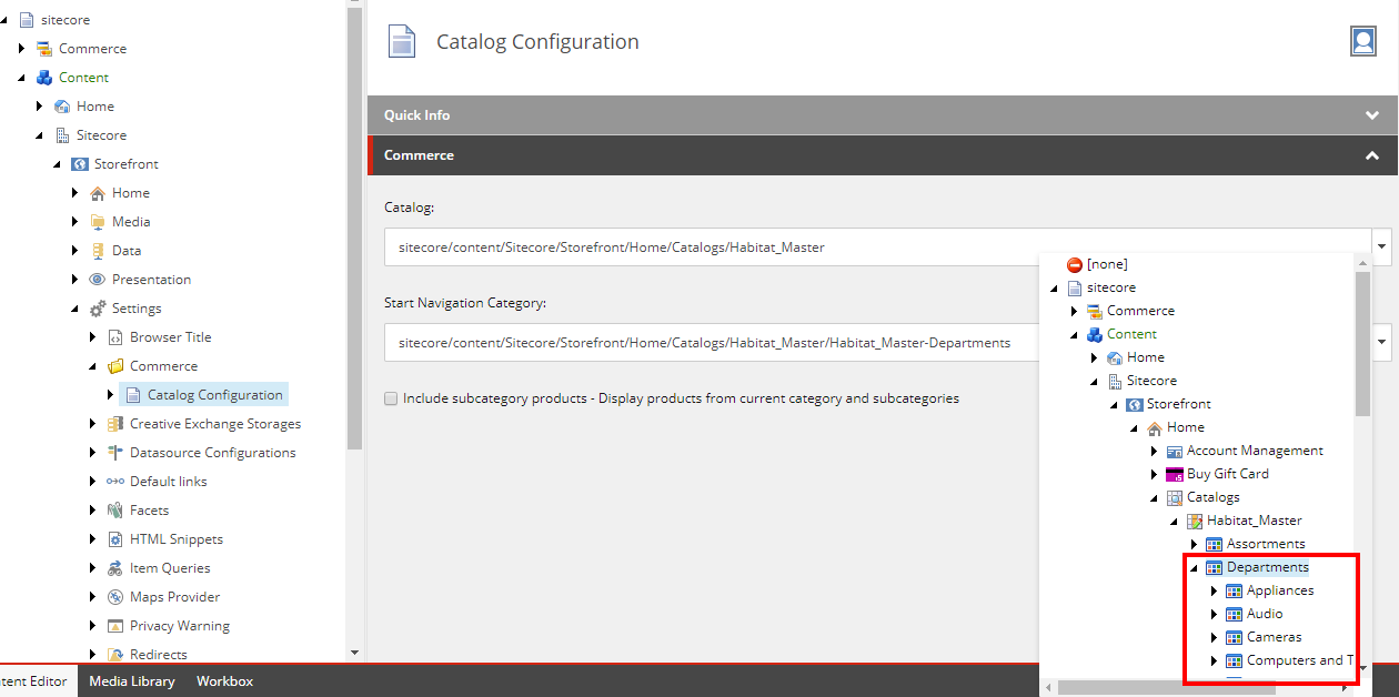 Set up a catalog for a storefront site Sitecore Documentation