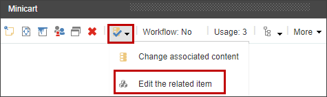 Add or Change button on the Minicart rendering toolbar