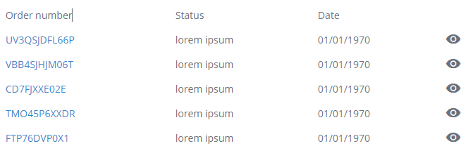 Orders displayed in the Experience Editor