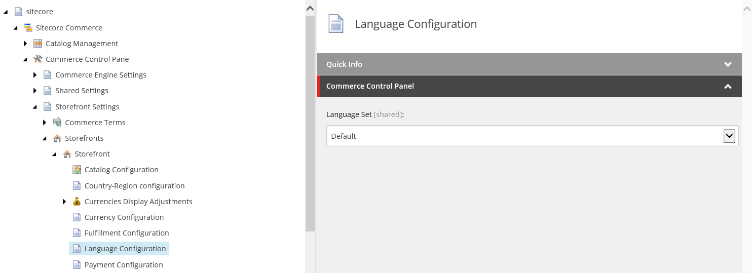 Language Set field in the language configuration