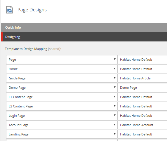 Category template mapping to page design