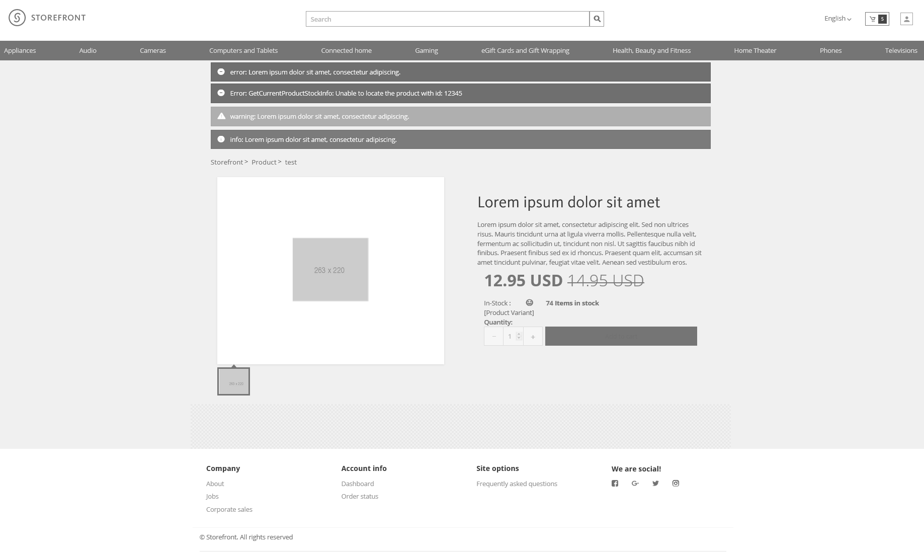 Product Page shown in the Experience Editor