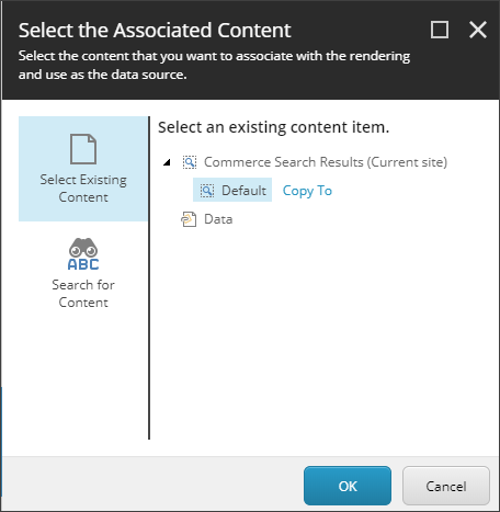 Select Associated Content for the Commerce Search Results rendering