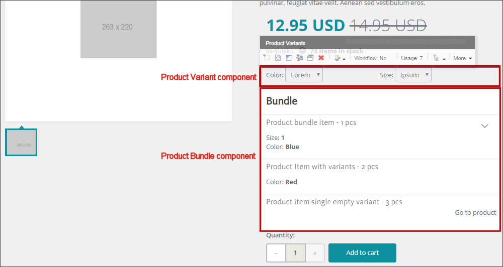Product bundle with product variant