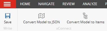 Convert Model to JSON button in menu ribbon.