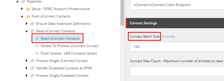 Contact Batch Size in pipeline