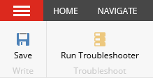 The Run Troubleshooter button on the Data Exchange tab on the ribbon
