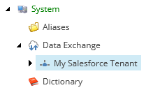 A Salesforce tenant node in the Content tree