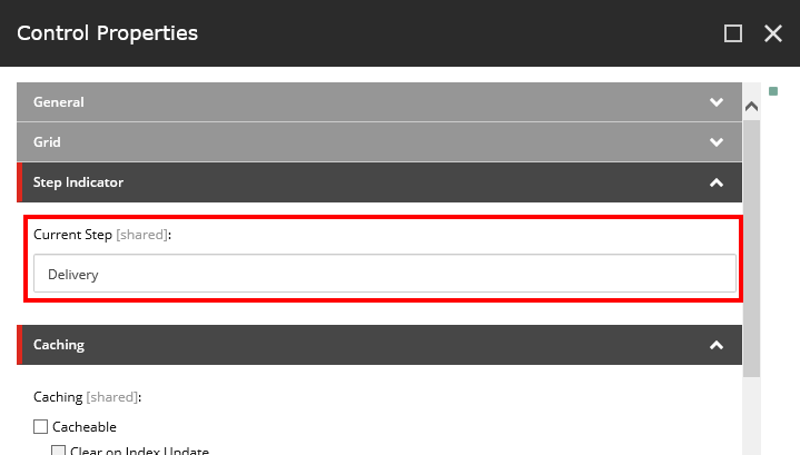 Control Properties for the Step Indicator