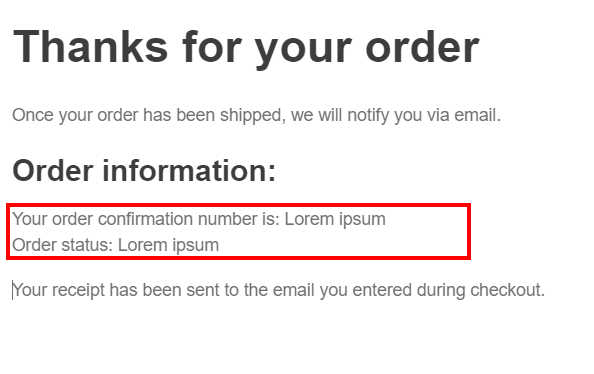 Order Confirmation rendering in the Experience Editor