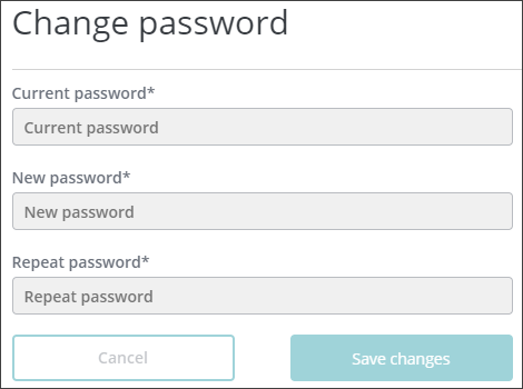 Change password rendering shown in the Experience Editor.