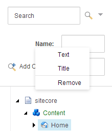 The Search pane and the list of fields to select from.