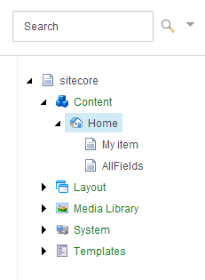 The Search field in the content tree.