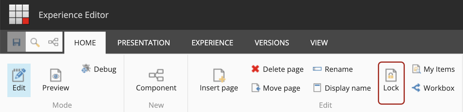 The Lock button on the Home tab