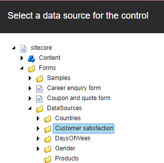 Select a data source for the control.