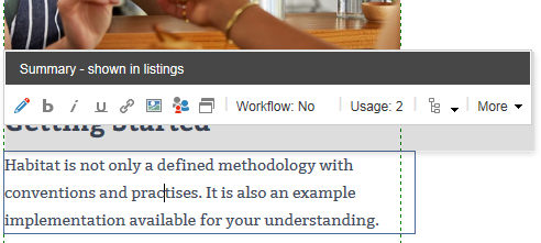 The floating toolbar above a rich text field