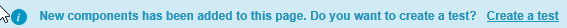 The Experience Editor notification bar with the Create a test link