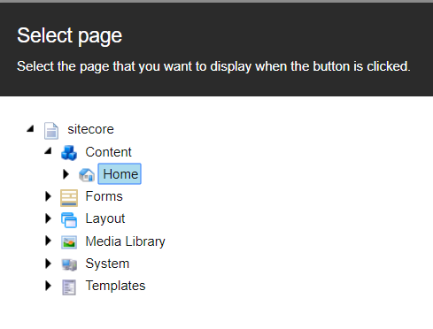 Select page dialog box where you select the page you want to display