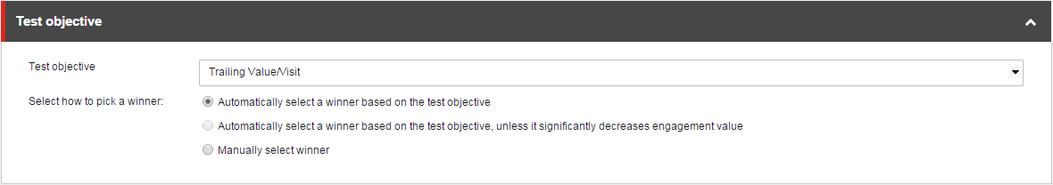 The Test objective section