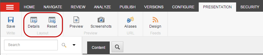 The Presentation tab on the ribbon.