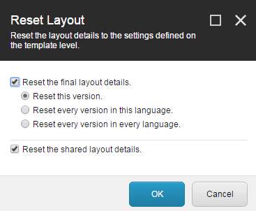 The Reset Layout dialog box.