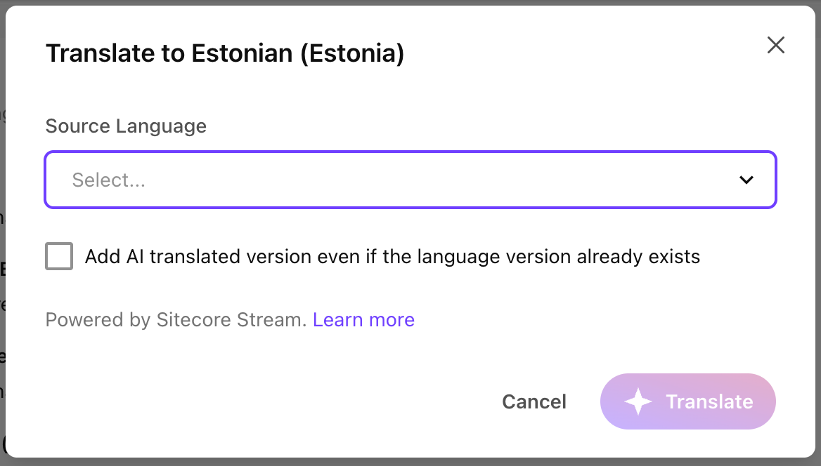 Translate an entire site with AI | Sitecore Documentation