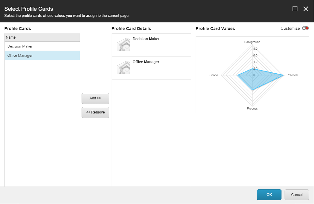 Select Profile Cards for sum of percentages.