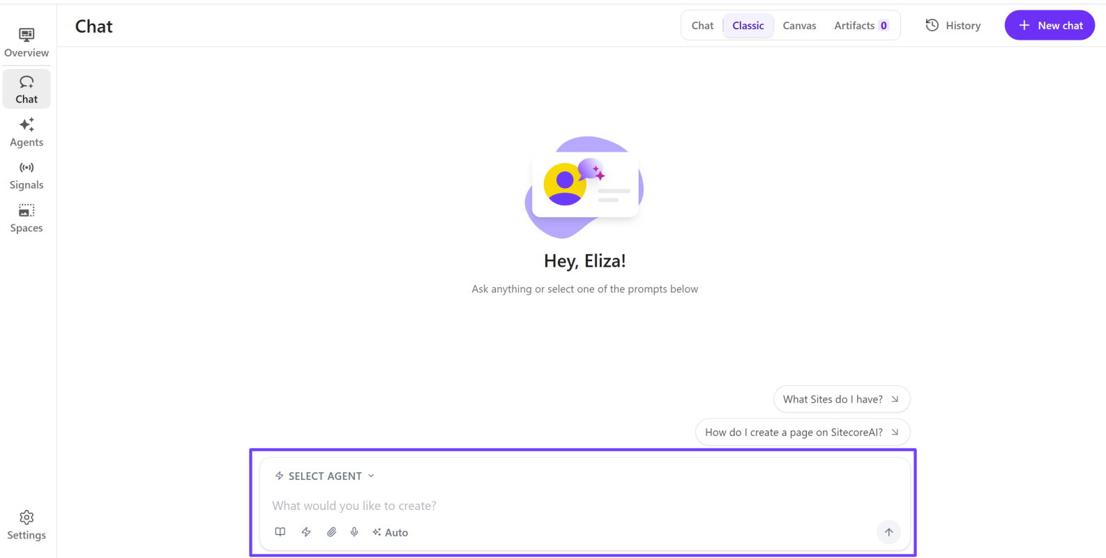 The chat interface on the Chats page
