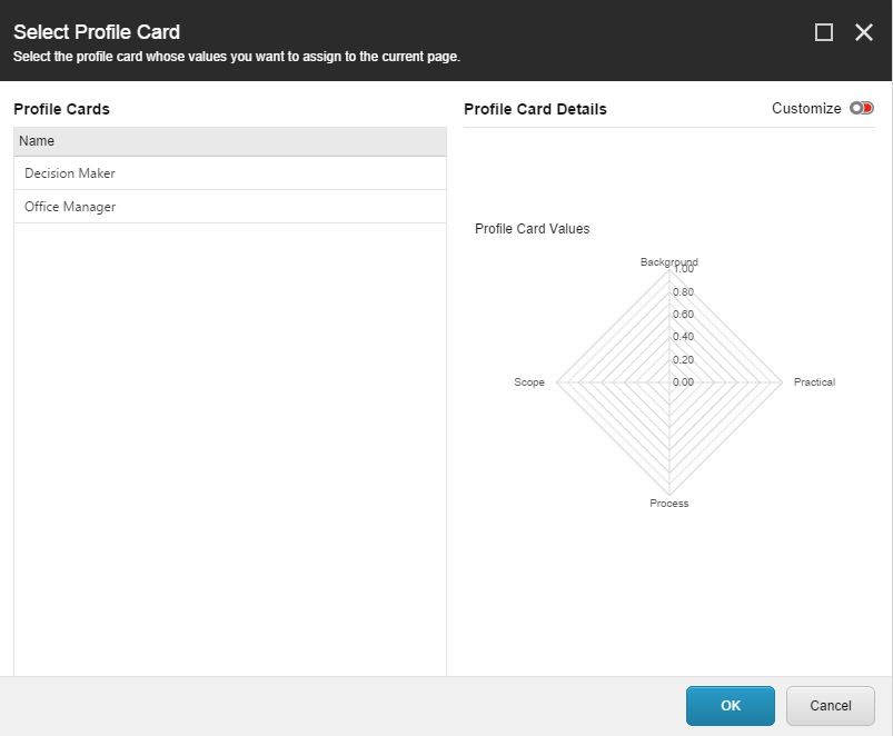 Select Profile Card dialog box with the Single Authoring Selection setting.