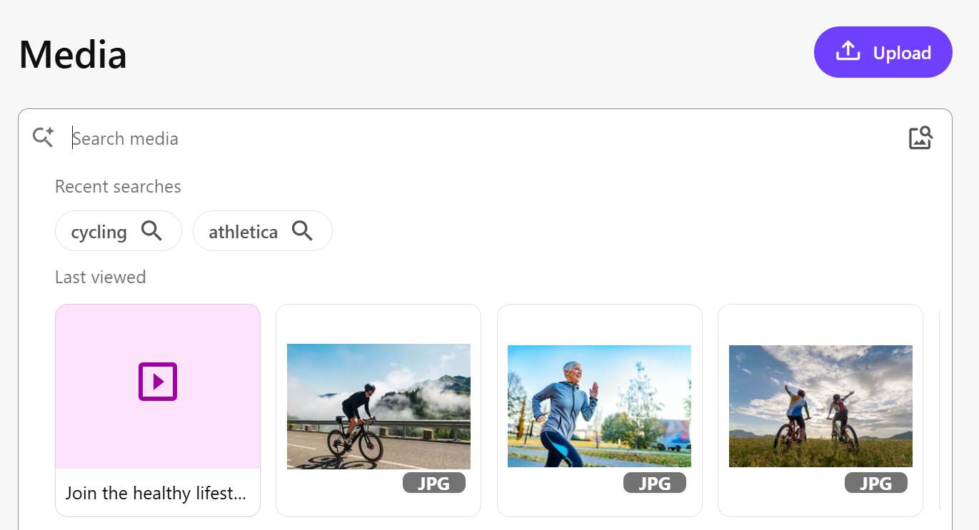 The Recent searches and Last viewed media items window