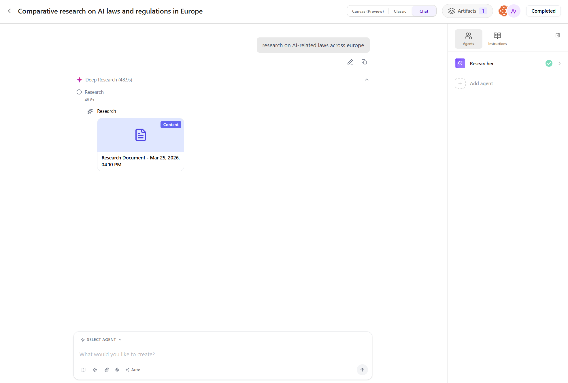 Select the Chat view to open the chat interface.