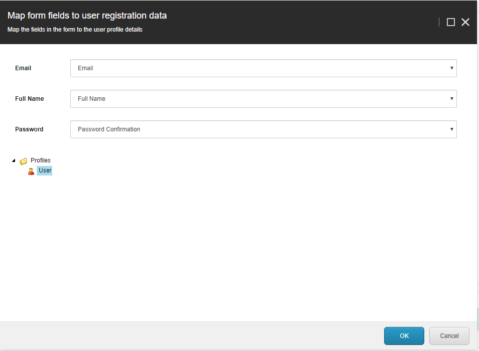 Map form fieds to registration data