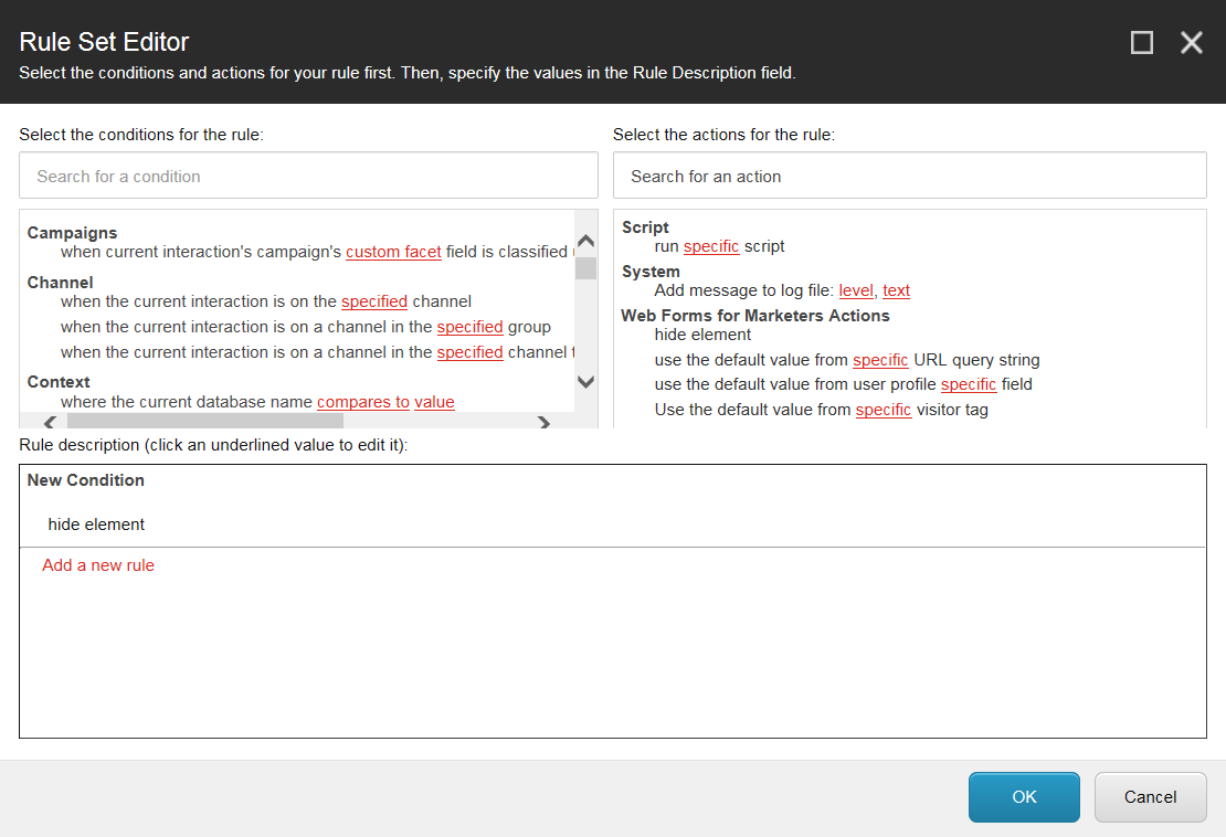 Create a field rule in the Rule Set Editor Sitecore Documentation