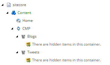 CMP item buckets with hidden items.