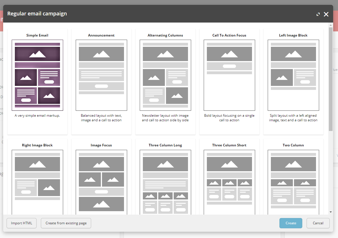 A visual example of the templates, including your new custom template.