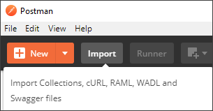 The Import button on the main menu bar in Postman.