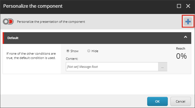 Personalize the Component dialog box showing how to add personalization rules.