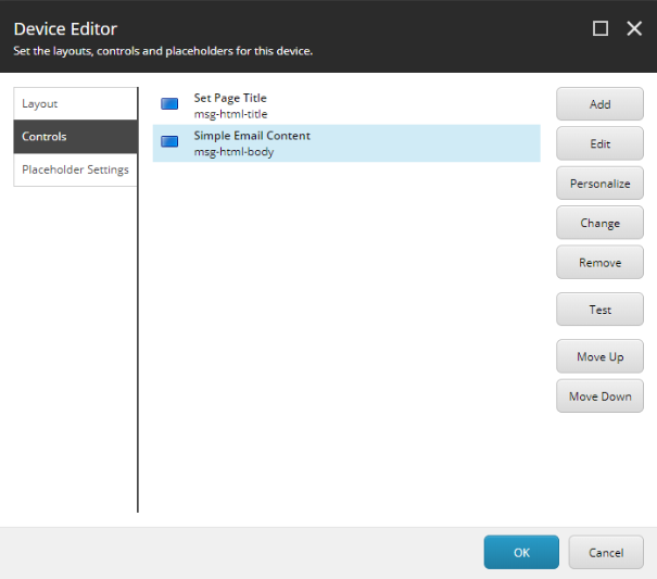 The Device Editor dialog box showing how to map the controls to your MVC code.